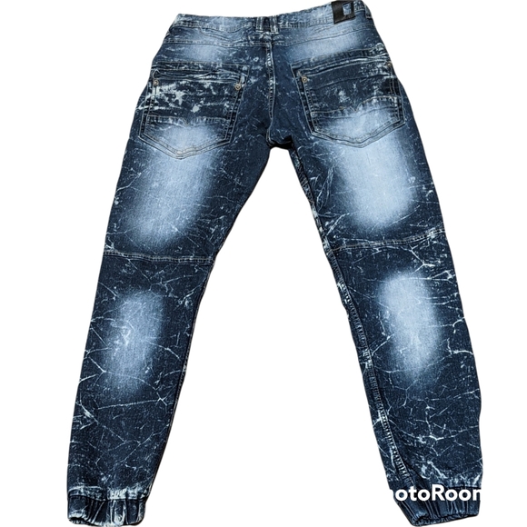 Twenty two oz stone washed distressed destroyed indigo joggers men's 31 * 30 - Picture 2 of 11